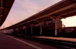 Platforms at Seaboard Station with southbound freight train rolling by